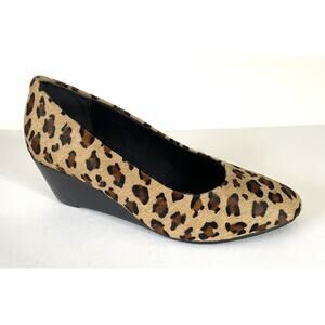 Walking Cradles Molly Leopard Calf Hair Wedge Pump Women's Size 6 Wide